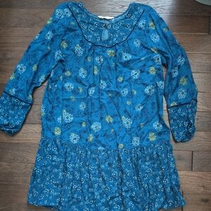 Sonoma Blue Ruched Sundress with Bishop Sleeves